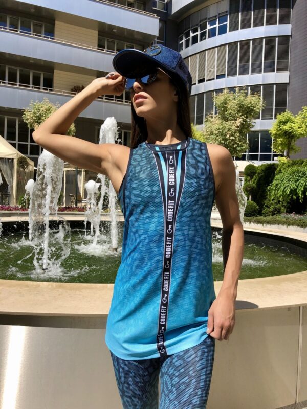 Code Fit Top Mesh AZZURRO